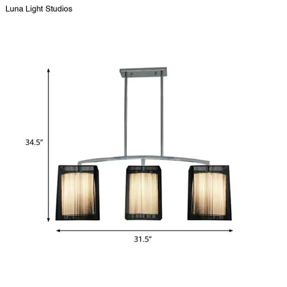 Modern chrome and black pendant light dining room rectangle shade