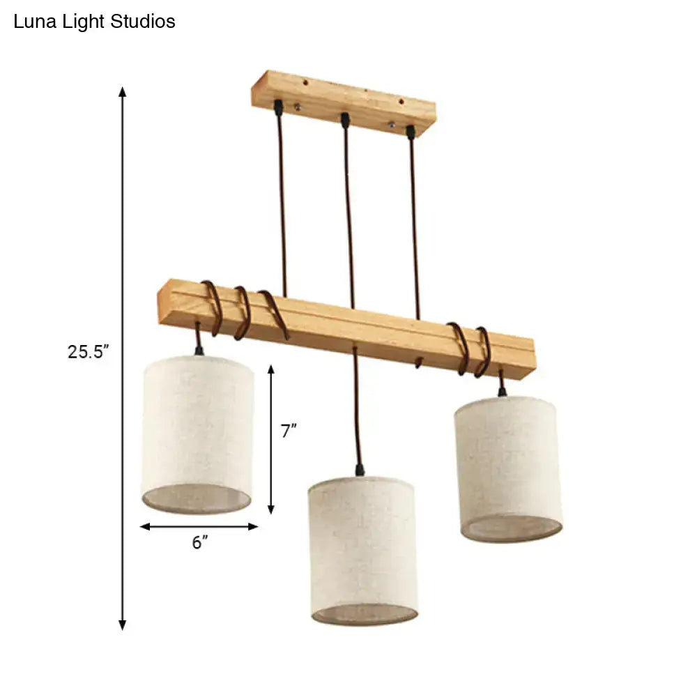 traditional fabric wood pendant light dining room fixture