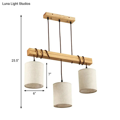 traditional fabric wood pendant light dining room fixture