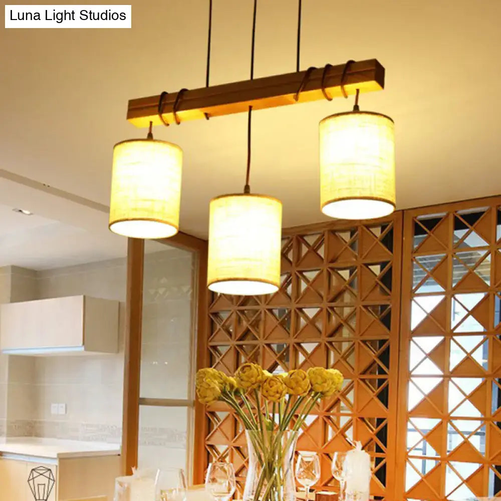 traditional fabric wood pendant light dining room fixture