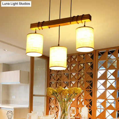 traditional fabric wood pendant light dining room fixture