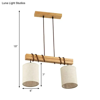 traditional fabric wood pendant light dining room fixture