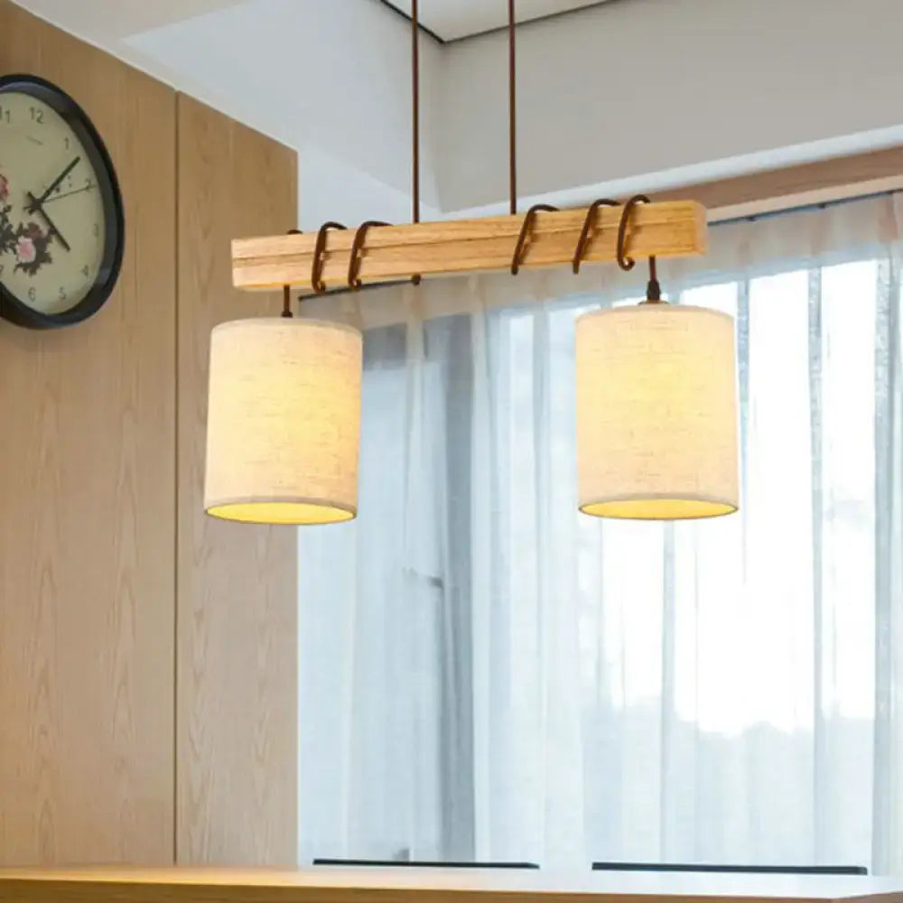 traditional fabric wood pendant light dining room fixture