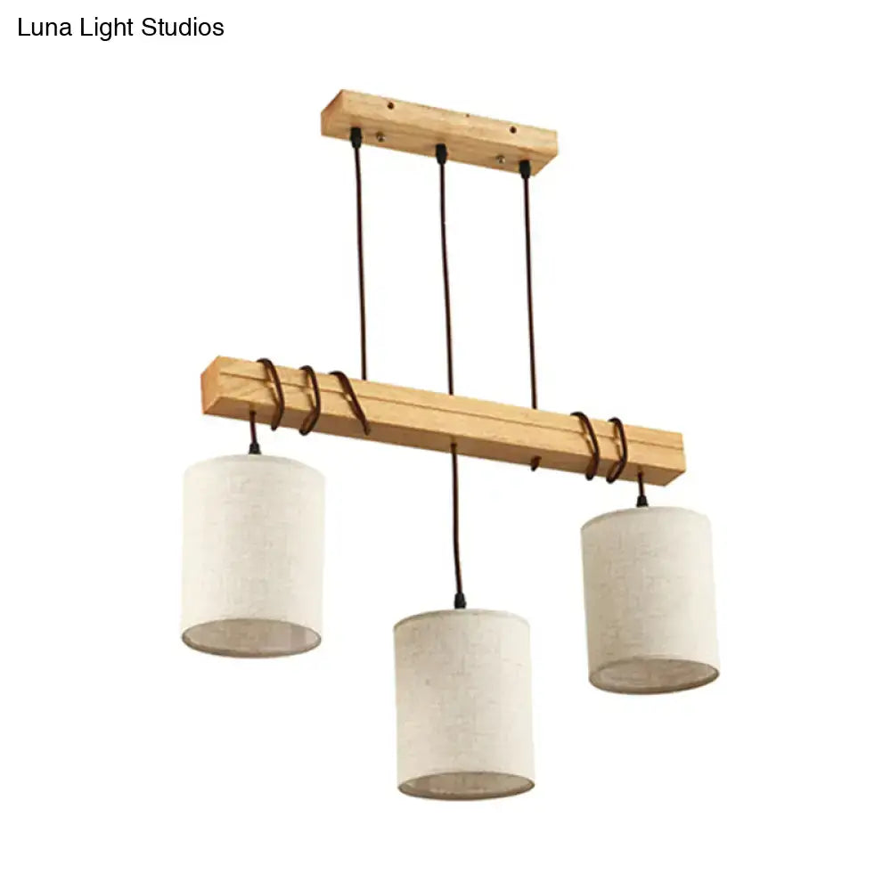 traditional fabric wood pendant light dining room fixture