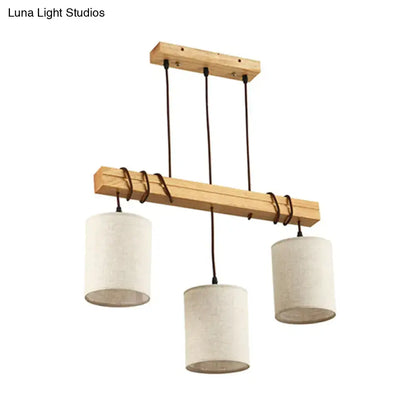 traditional fabric wood pendant light dining room fixture