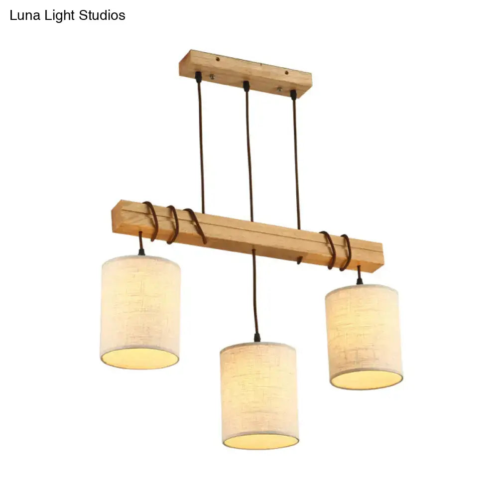 traditional fabric wood pendant light dining room fixture