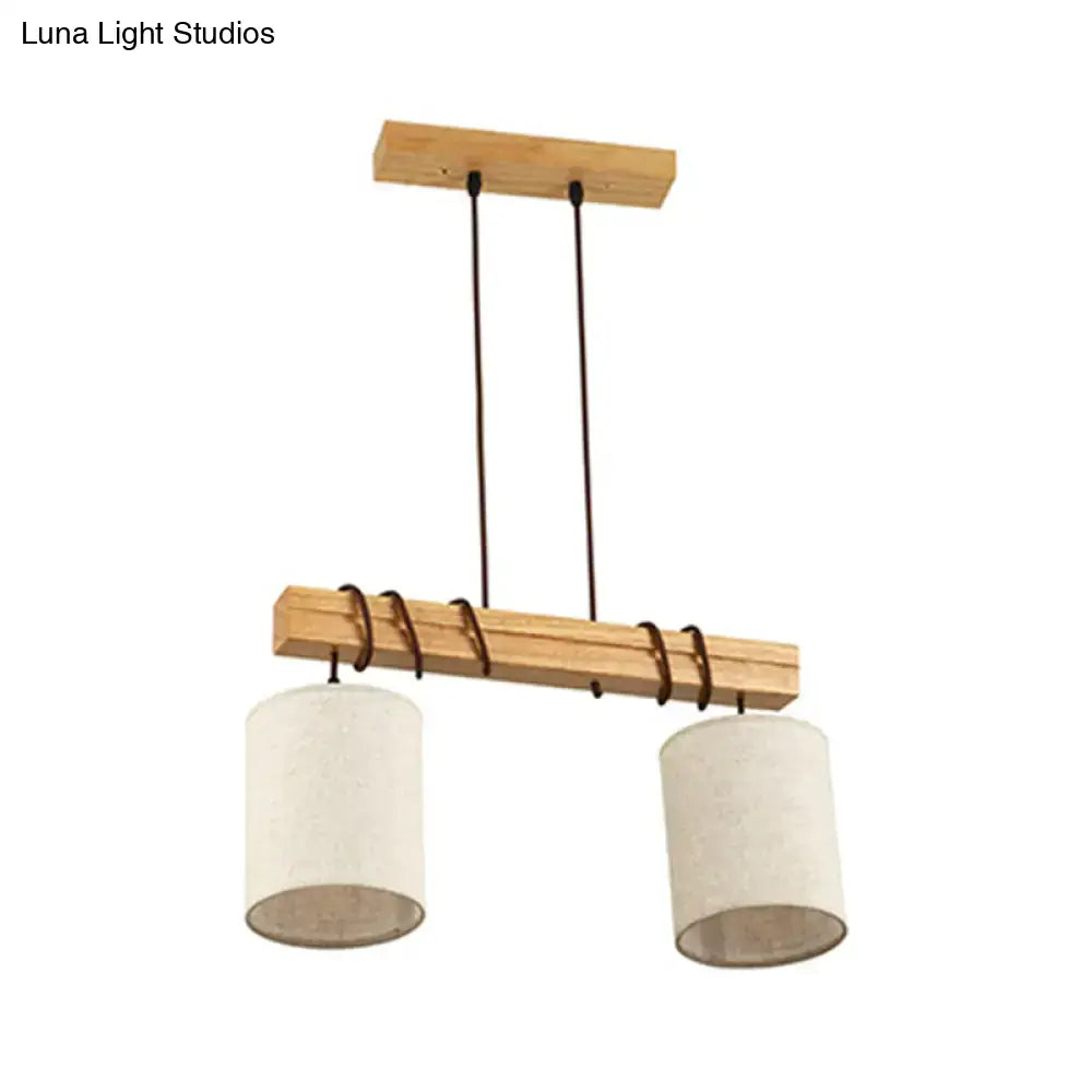 traditional fabric wood pendant light dining room fixture