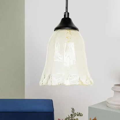 Traditional off white glass pendant light living room bell shape
