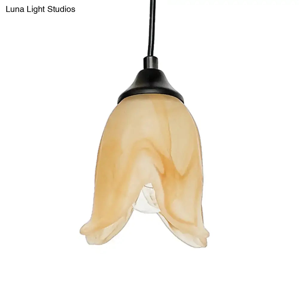 Traditional off white glass pendant light living room bell shape