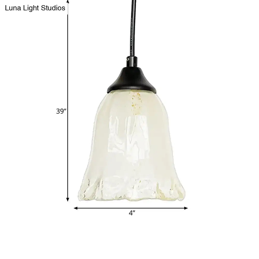 Traditional off white glass pendant light living room bell shape