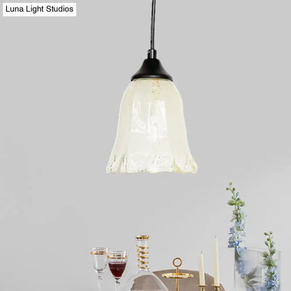 Traditional off white glass pendant light living room bell shape