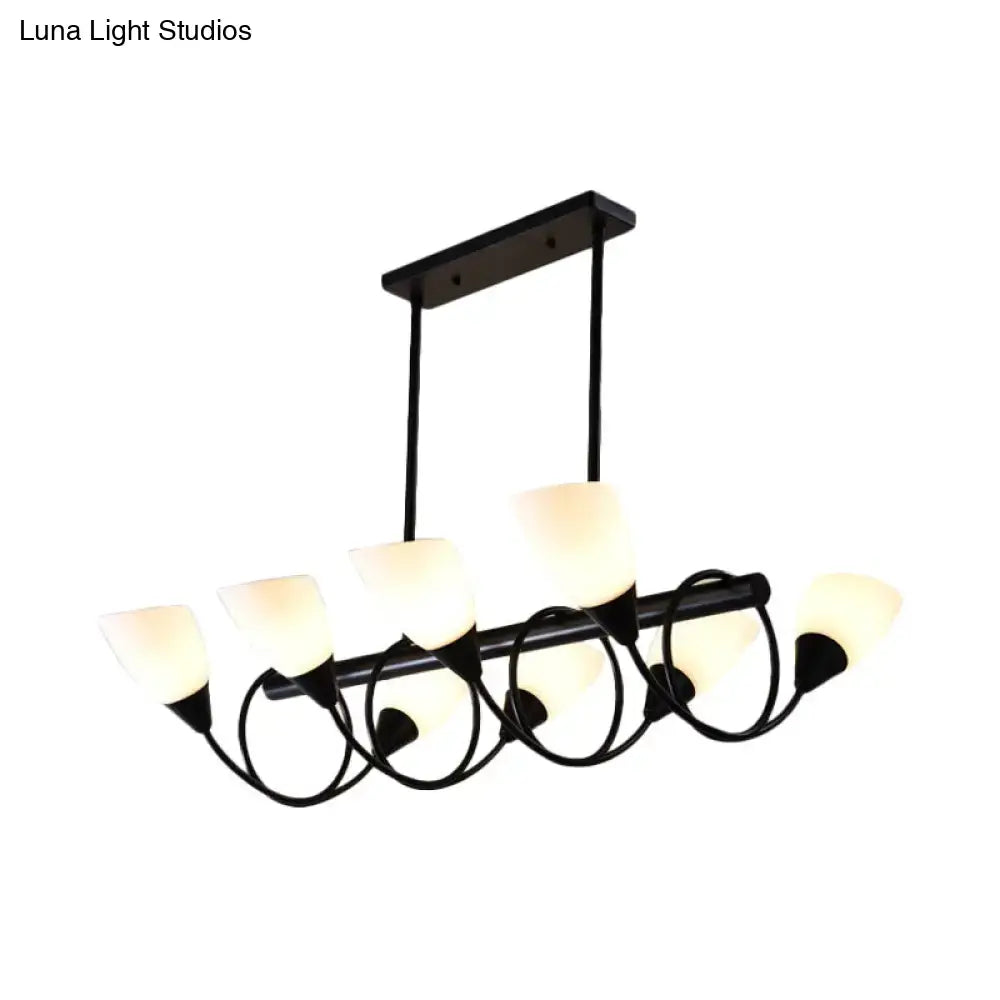 Traditional black milky glass pendant light fixture dining room