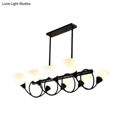 Traditional black milky glass pendant light fixture dining room