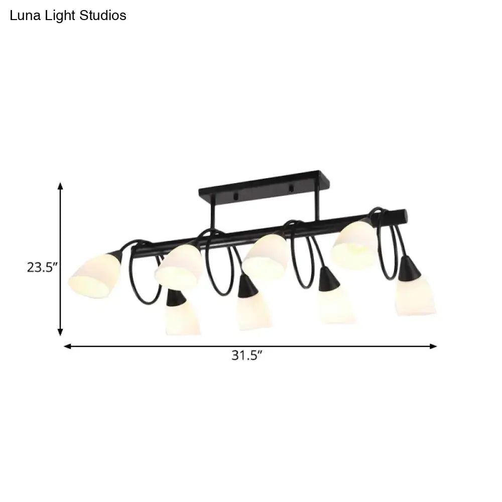 Traditional black milky glass pendant light fixture dining room