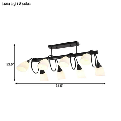 Traditional black milky glass pendant light fixture dining room