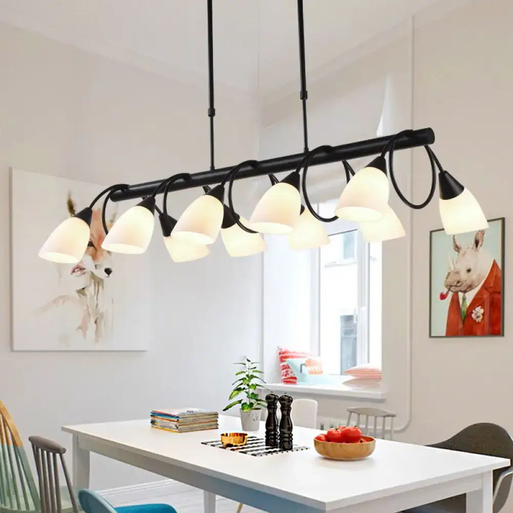 Traditional black milky glass pendant light fixture dining room