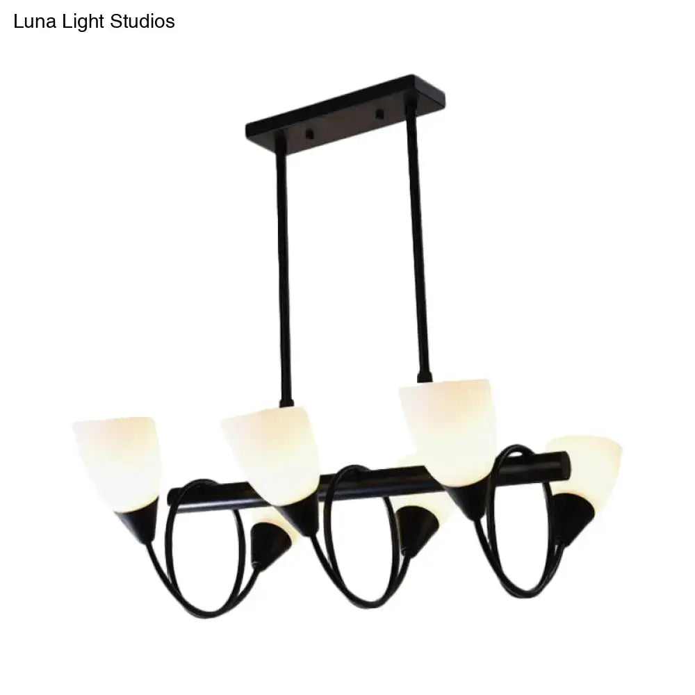 Traditional black milky glass pendant light fixture dining room