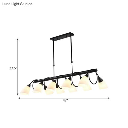 Traditional black milky glass pendant light fixture dining room