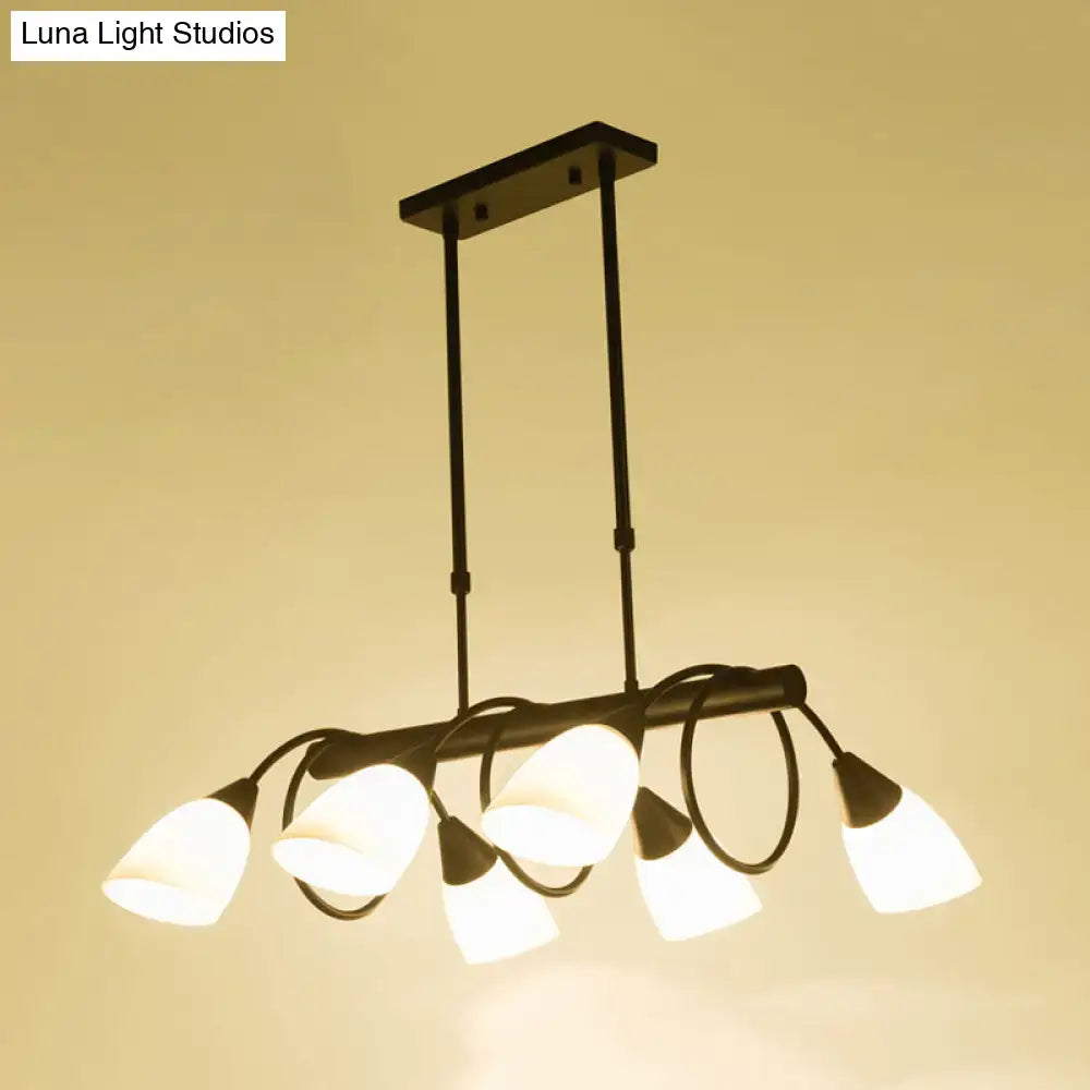 Traditional black milky glass pendant light fixture dining room