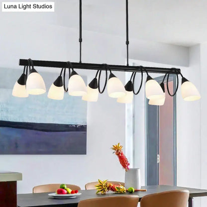Traditional black milky glass pendant light fixture dining room