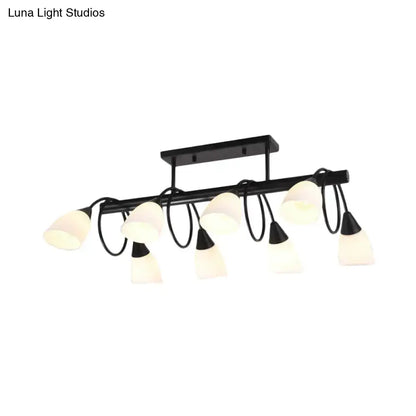 Traditional black milky glass pendant light fixture dining room