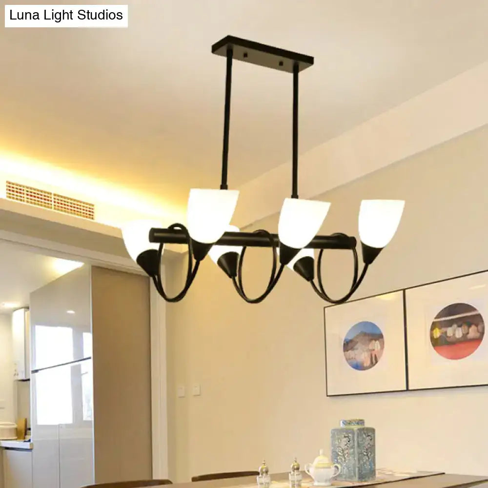 Traditional black milky glass pendant light fixture dining room