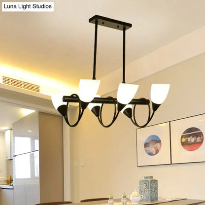 Traditional black milky glass pendant light fixture dining room