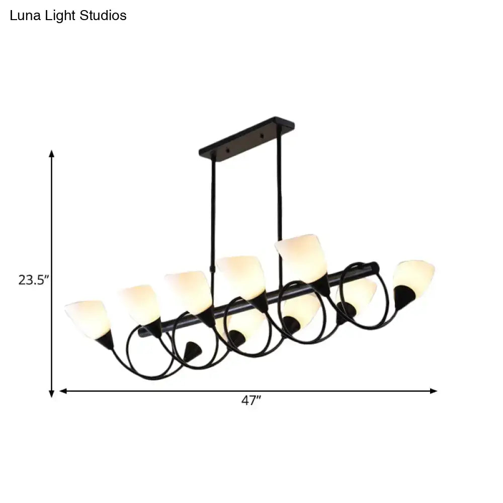 Traditional black milky glass pendant light fixture dining room