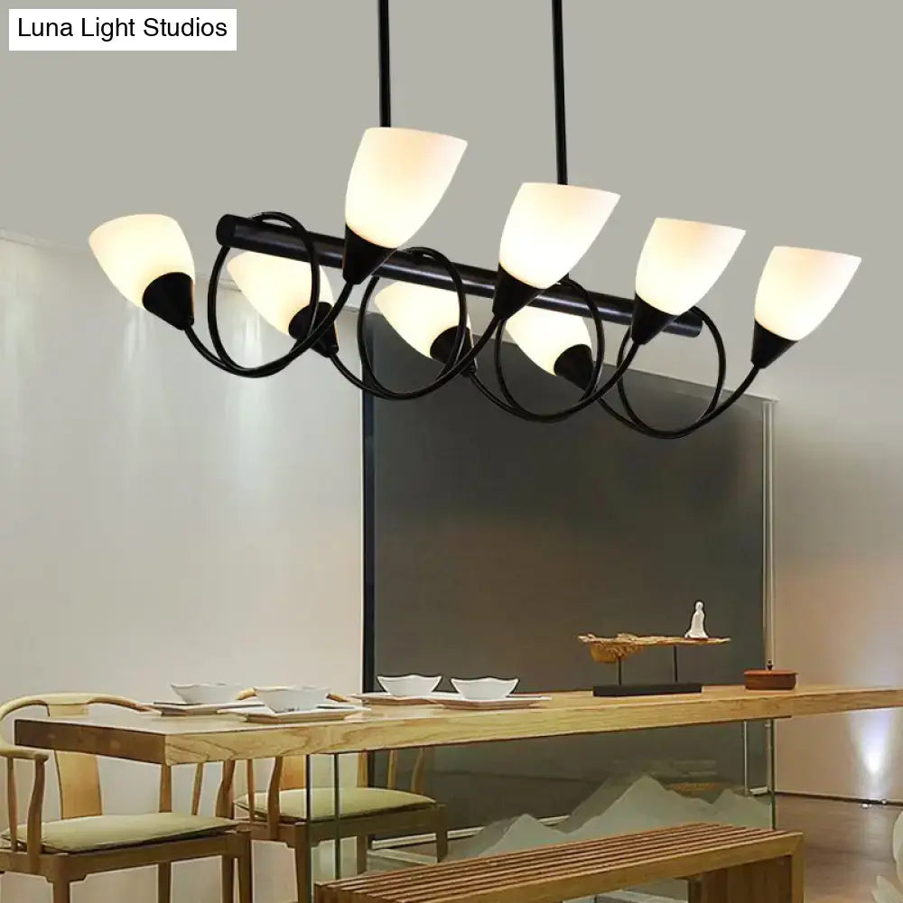 Traditional black milky glass pendant light fixture dining room