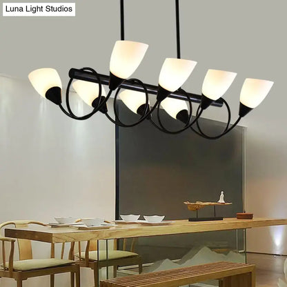 Traditional black milky glass pendant light fixture dining room