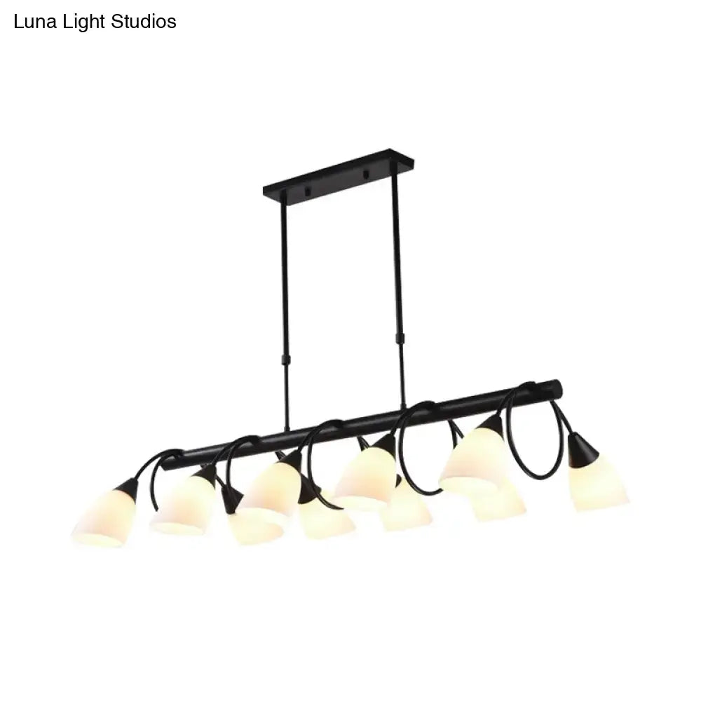 Traditional black milky glass pendant light fixture dining room
