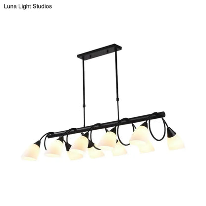 Traditional black milky glass pendant light fixture dining room