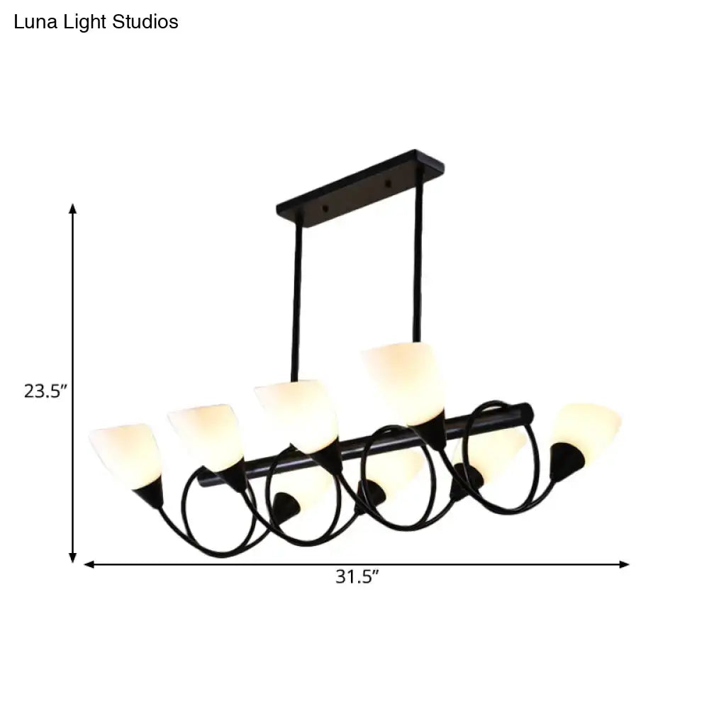 Traditional black milky glass pendant light fixture dining room