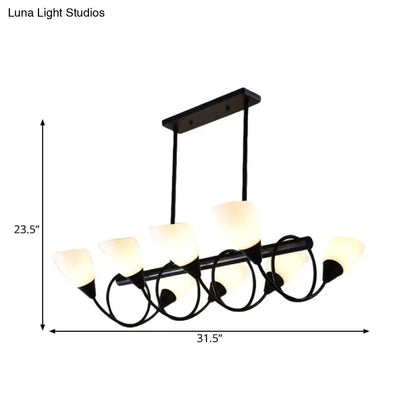 Traditional black milky glass pendant light fixture dining room