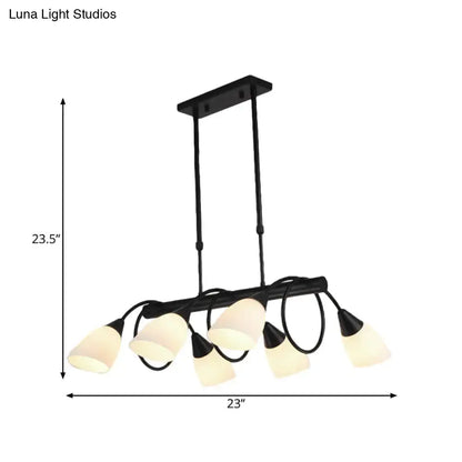 Traditional black milky glass pendant light fixture dining room
