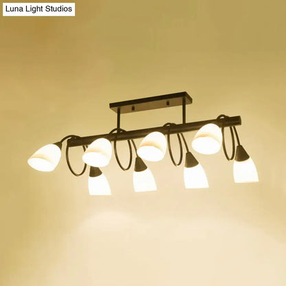 Traditional black milky glass pendant light fixture dining room