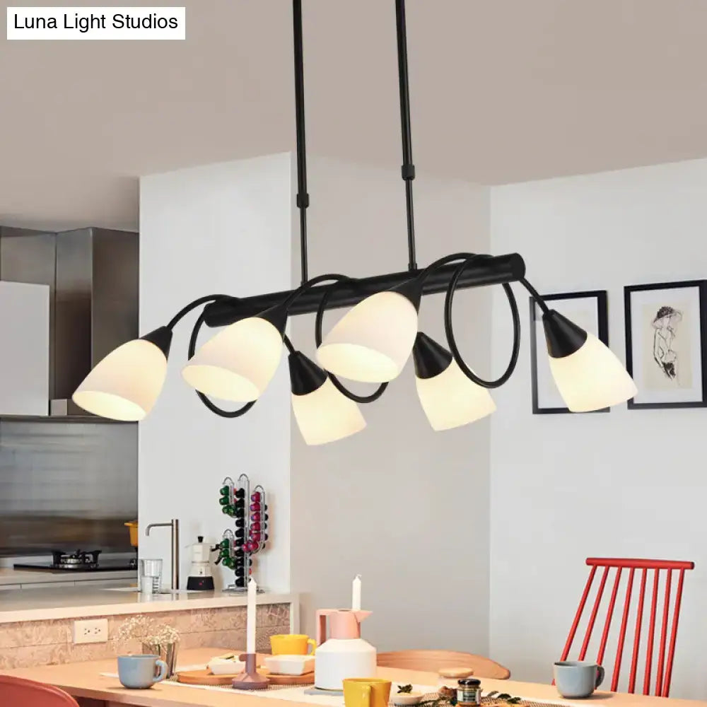 Traditional black milky glass pendant light fixture dining room