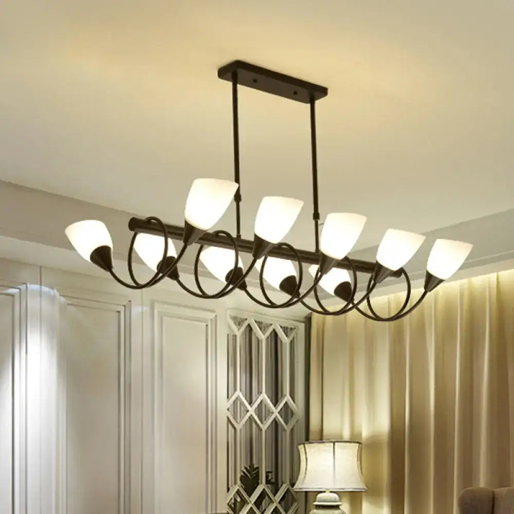 Traditional black milky glass pendant light fixture dining room