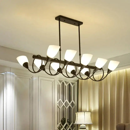 Traditional black milky glass pendant light fixture dining room