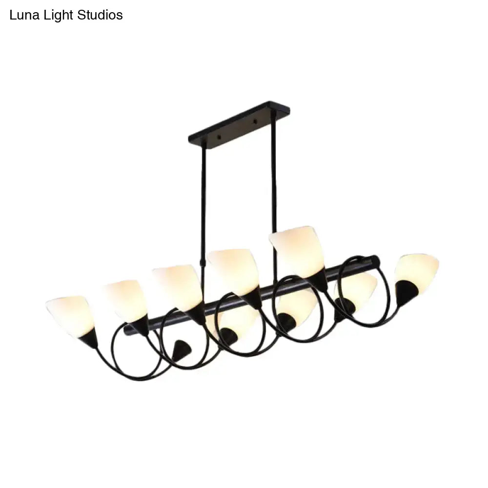 Traditional black milky glass pendant light fixture dining room