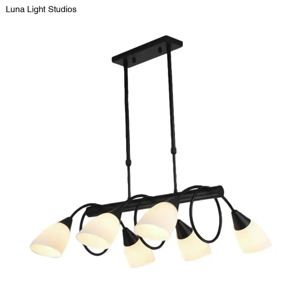 Traditional black milky glass pendant light fixture dining room