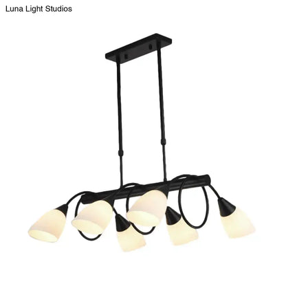 Traditional black milky glass pendant light fixture dining room