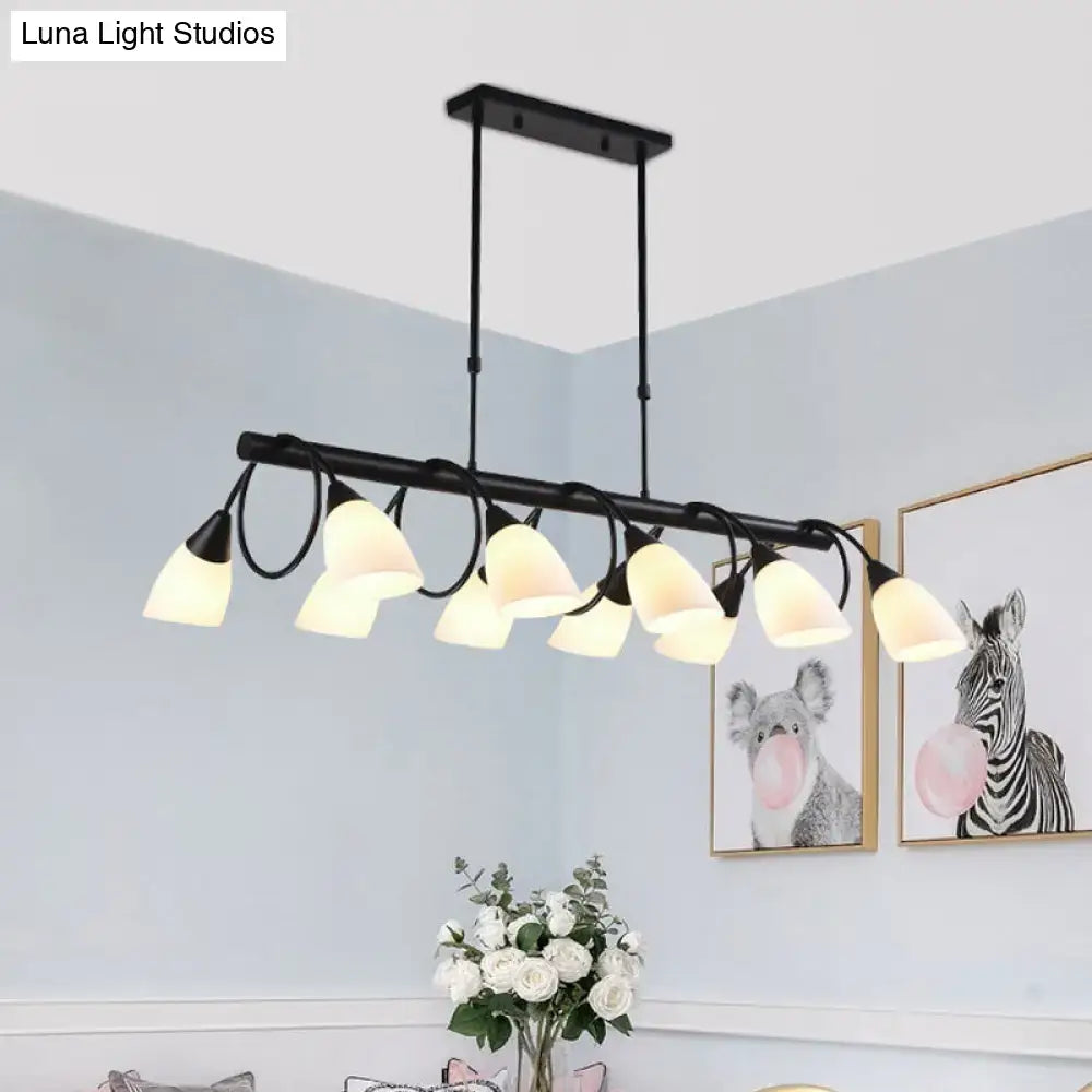 Traditional black milky glass pendant light fixture dining room