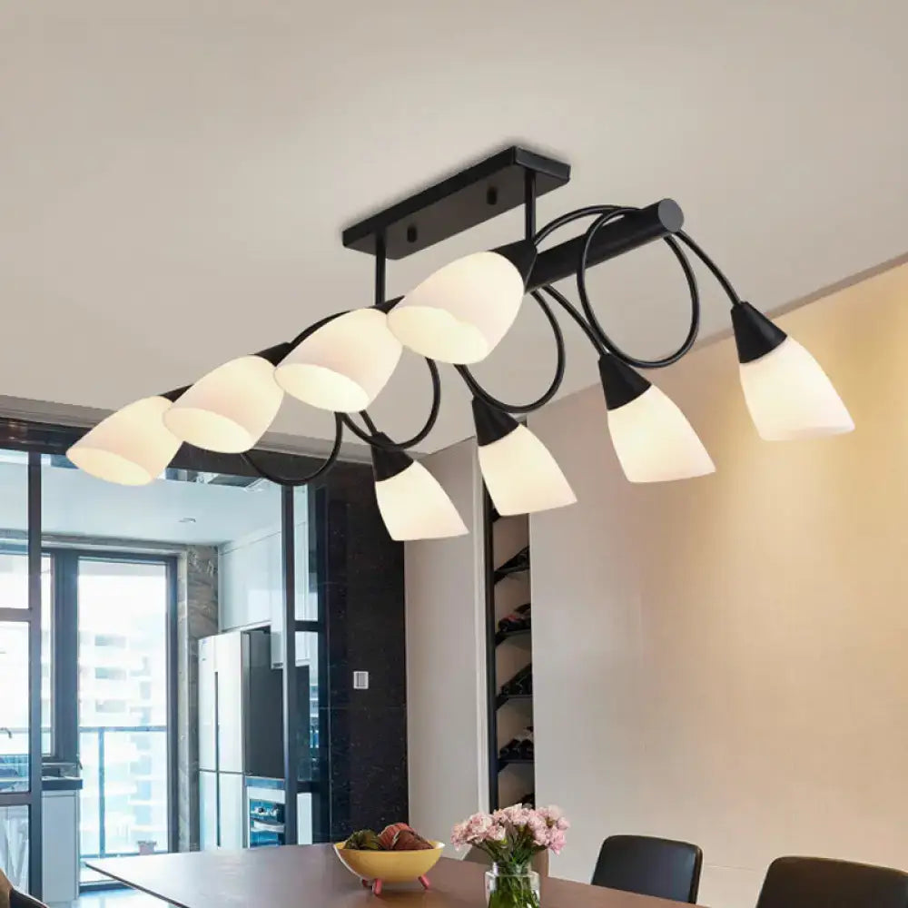 Traditional black milky glass pendant light fixture dining room