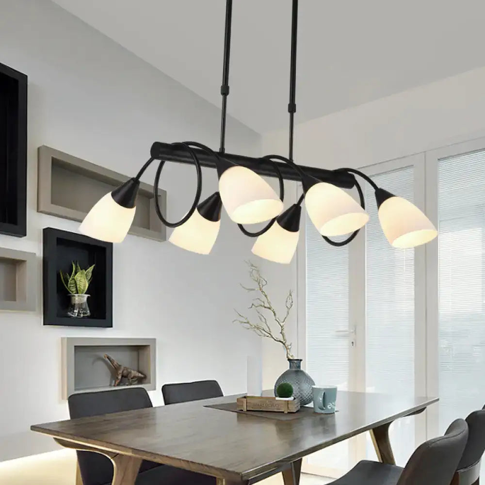 Traditional black milky glass pendant light fixture dining room