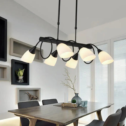 Traditional black milky glass pendant light fixture dining room