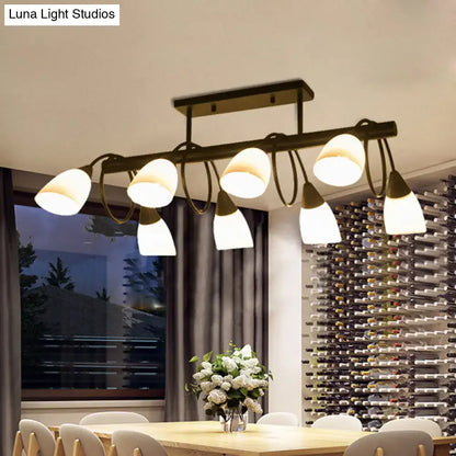 Traditional black milky glass pendant light fixture dining room