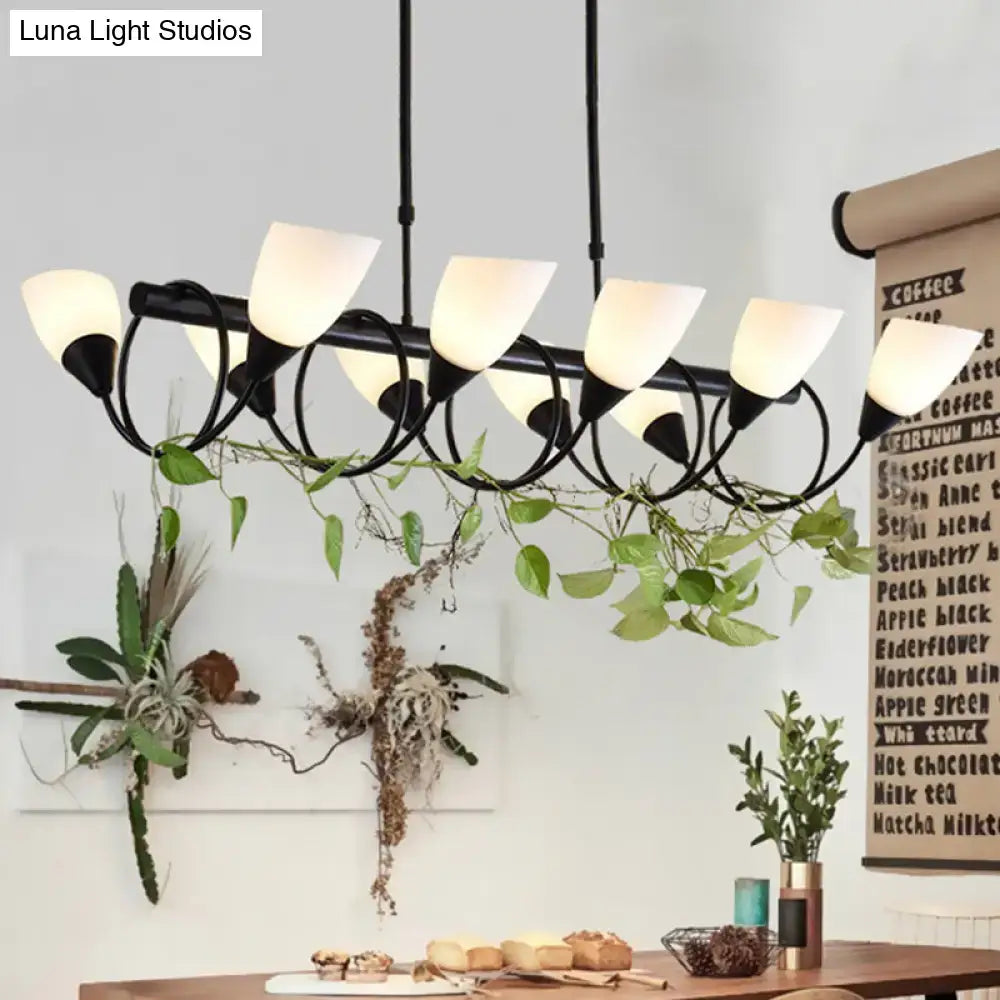 Traditional black milky glass pendant light fixture dining room