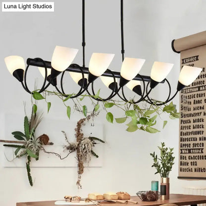 Traditional black milky glass pendant light fixture dining room
