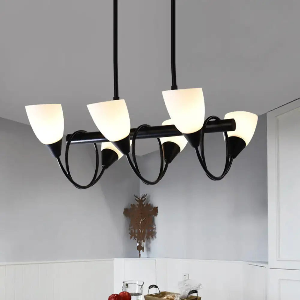 Traditional black milky glass pendant light fixture dining room